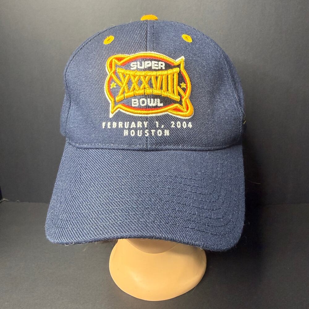 Vintage Super Bowl XXXVIII 38 Hat 2004 Houston Navy Blue NFL Commemorative Cap